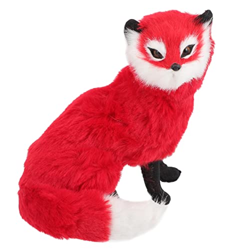HONITANO Simulation Fuchs Modell Plüsch Ausgestopft Simulierte Fuchsfigur Simulation Füchse Lebensechtes Füchse-Modell Haushalt Füchse Figur Pelztiermodelle Rot Kunstpelz von HONITANO