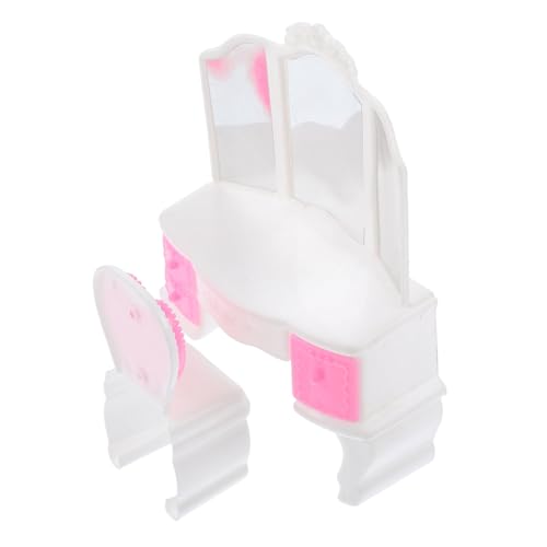 HONITANO Simulierter Schminktisch mit Stuhl Set Puppenhaus Mini Möbel Mädchen Kreatives Rollenspiel Feinmotorik und Modebewusstsein von HONITANO