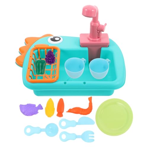 HONITANO Spielküche Waschbecken mit Wasserfunktion Realistische Spielspüle für Jungen und Mädchen Fördert Kreativität und Motorik Kindgerechte Spülmaschine Zubehör Blau von HONITANO
