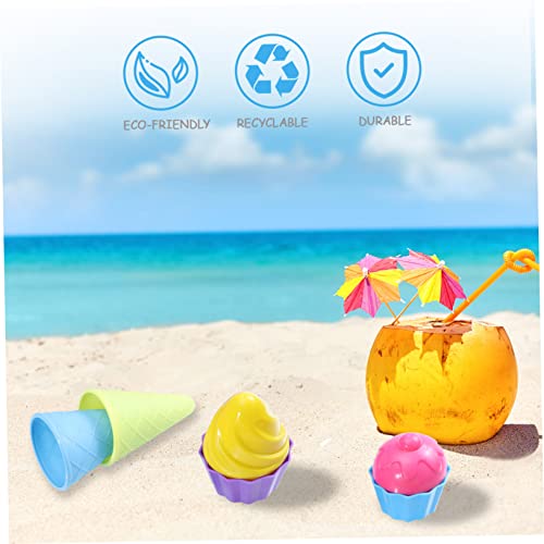 HONITANO Strandspielzeug Sandspielzeug mit Bunten Eiscreme und Kuchenformen Leichtes Kunststoffspielzeug für Kreatives Am Strand und Sandkasten Fördert Feinmotorik und Koordination von HONITANO