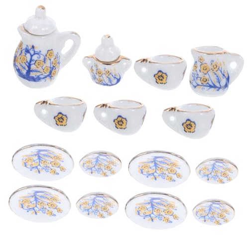HONITANO Teiliger Miniatur Porzellan Tee-Set mit Blumendekor Miniatur Puppenhaus Teegeschirr und Tassen aus Robustem Porzellan Realistische Mini Teeparty Deko für Sammler HONITANO Teiliger Miniatur Porzellan Tee-Set mit Blumendekor Miniatur Puppenhaus Teegeschirr und Tassen aus Robustem Porzellan Realistische Mini Teeparty Deko für Sammler von HONITANO