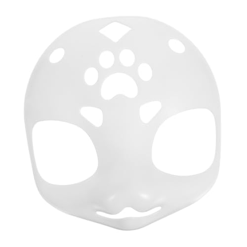 HONITANO Unbemalte Kunststoff Fursuit Kopf Basis DIY Kostüm Maske Blank Weiß Tier Cosplay Gesicht Maske Kawaii Accessoire für Halloween Karneval Party von HONITANO