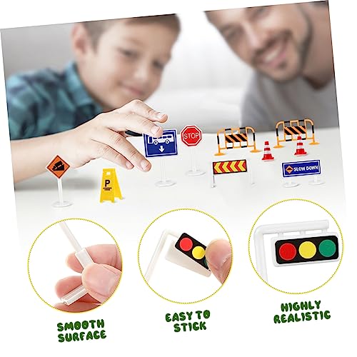 HONITANO Verkehrsschild Spielset für Teiliges Straßenverkehrszeichen Modellset mit Realistischen Ampeln und Absperrungen für Kreative Verkehrssicherheit und Rollenspiele von HONITANO