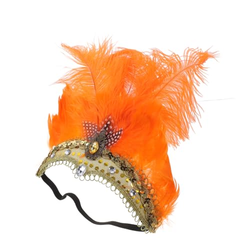 HONITANO Verstellbares Federn Stirnband Karneval Kopfschmuck für Damen Bühnenauftritte Halloween Party Festliche Haarschmuck Accessoire in Orange HONITANO Verstellbares Federn Stirnband Karneval Kopfschmuck für Damen Bühnenauftritte Halloween Party Festliche Haarschmuck Accessoire in Orange von HONITANO
