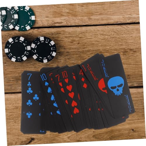 HONITANO Wasserfeste Schwarze PVC Pokerkarten aus Kunststoff mit und Blauem Strapazierfähiges Kartenspiel für Outdoor Spiele Familienfeiern Halloween und Thanksgiving HONITANO Wasserfeste Schwarze PVC Pokerkarten aus Kunststoff mit und Blauem Strapazierfähiges Kartenspiel für Outdoor Spiele Familienfeiern Halloween und Thanksgiving von HONITANO