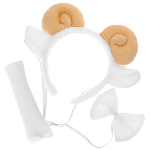 HONITANO Weiches Schafohren Haarreif mit Plüschhörnern und Schleife Komfortables Damen Kostüm Zubehör für Halloween Karneval Bühnenauftritte und Mottopartys von HONITANO