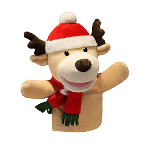 HONITANO Weihnachtliche Fingerpuppe Mini Plüsch Rentier Handspielzeug Kuscheltier für Eltern Junge Mädchen Interaktion und Rollenspiel von HONITANO