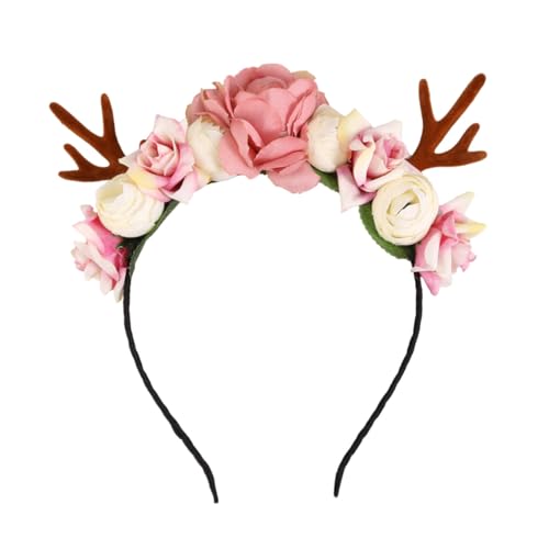 HONITANO Weihnachtlicher Haarreif mit Rentiergeweih und Blumen Elastisches Langlebiges Weihnachts Stirnband für Mädchen Festliche Haaraccessoires für Karneval und Kostümparty HONITANO Weihnachtlicher Haarreif mit Rentiergeweih und Blumen Elastisches Langlebiges Weihnachts Stirnband für Mädchen Festliche Haaraccessoires für Karneval und Kostümparty von HONITANO