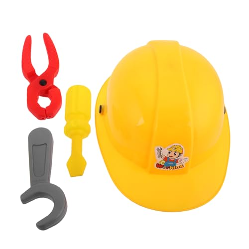 HONITANO Werkzeugset mit Realistischer Bauhelm Zange Schraubendreher und Schraubenschlüssel Pädagogisches Rollenspiel für Jungen und Mädchen Fördert Motorik und Kreativität von HONITANO