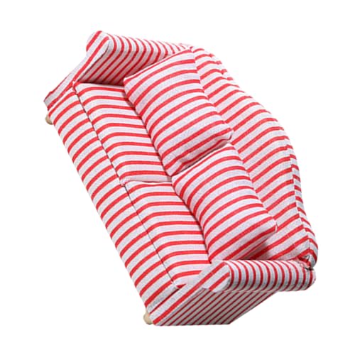 HONITANO Wohnzimmer Sofagarnitur Home Decor wohnungsdeko Miniature Sofa mini Couch DIY Landscape Decoration Supplies Mikrolandschaft Miniatur-Sofa- Mikro-Sofa Baumwollfabrik Stripe von HONITANO