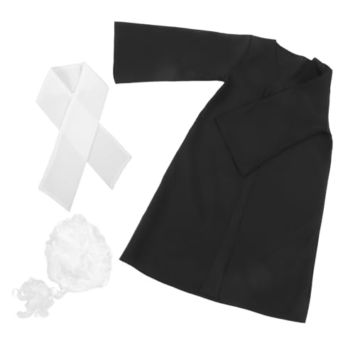 HONMEET 1 Satz Richteruniform für Haken Wissenschaftler Jungs Gerichtsverkleidung Set Richter Kleidung Kopfbedeckungsperücke Kinderperücke Polyester Black von HONMEET