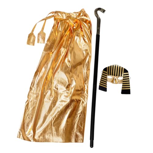 HONMEET 1 Set Ägyptisches Kostüm Für Kinder, -kostüm-Set, -Hut, Königsstock-Manschetten, Maske, Umhang, Ägyptisches Halloween-kostüm, Zubehör Für Cosplay HONMEET 1 Set Ägyptisches Kostüm Für Kinder, -kostüm-Set, -Hut, Königsstock-Manschetten, Maske, Umhang, Ägyptisches Halloween-kostüm, Zubehör Für Cosplay von HONMEET