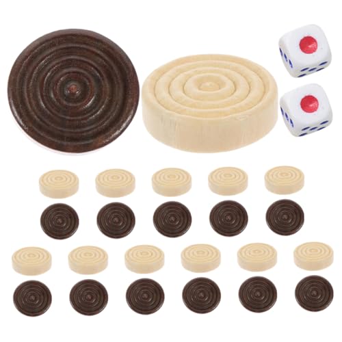 HONMEET Schachfigurenset Aus Holz Mit Runde Dame Für Brettspiele Reise-Backgammon-Set Spielzubehör-Set von HONMEET