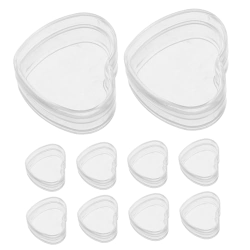 HONMEET 10 Stück Mini-aufbewahrungsboxen, Transparent, Für Miniatur-puppenhaus-zubehör, Kleiner Organizer Aus Kunststoff, Herzförmige Displaybox, Miniatur-Organizer, Transparent von HONMEET