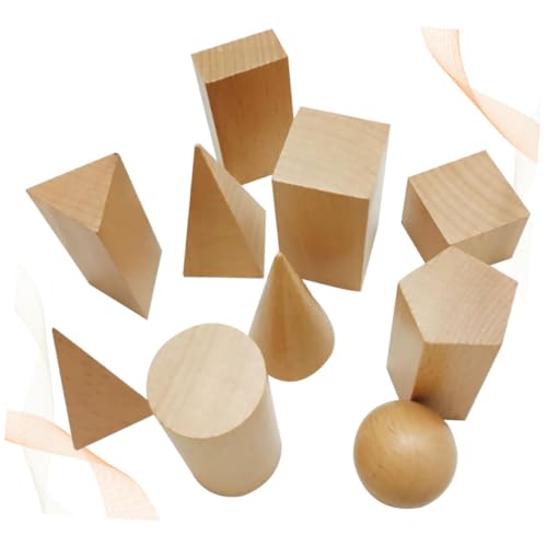 HONMEET 10 Stück Teiliges Geometrisches Bauklötze aus Solidem Buchenholz Pädagogisches Lernspielzeug für Fördert Räumliches Denken Kreativität und Praktische Fähigkeiten Kompakt und von HONMEET