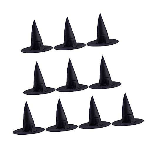 HONMEET 10 Stück Teiliges Halloween Hexenhüte Schwarz Spitzes Design Festival Party Hut Cosplay Zubehör für Familienfotos und Halloween Kostümpartys HONMEET 10 Stück Teiliges Halloween Hexenhüte Schwarz Spitzes Design Festival Party Hut Cosplay Zubehör für Familienfotos und Halloween Kostümpartys von HONMEET