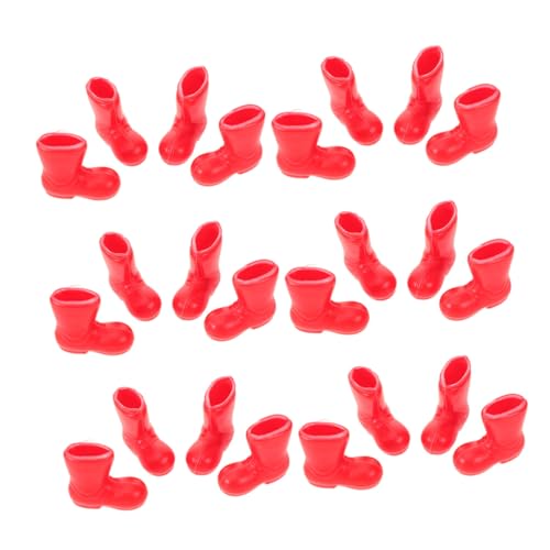 HONMEET 100 Stück Mini Weihnachtsmann Stiefel Rot Kunststoff Miniatur Weihnachtsstiefel Basteln Deko für Puppenhaus Festliche Tischdekoration Weihnachtsdekoration von HONMEET