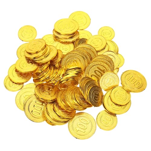HONMEET 100 Stück Teiliges Kunststoff Piratenmünzen Realistisch Gestaltete für Schatzsuche Geburtstagsfeiern und Partydekoration von HONMEET
