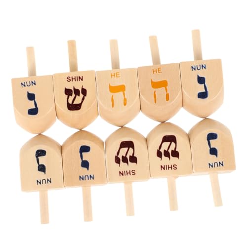HONMEET 10Stücke Holz Dreidel Handgefertigtes Klassisches Dreidel für Chanukka Dekoration Fidget für Gruppenaktivitäten und Festlichkeiten HONMEET 10Stücke Holz Dreidel Handgefertigtes Klassisches Dreidel für Chanukka Dekoration Fidget für Gruppenaktivitäten und Festlichkeiten von HONMEET