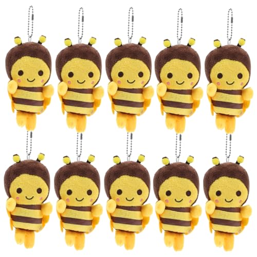 HONMEET 10Stücke Plüsch Bienen Schlüsselanhänger Süße Hängedekoration für Rucksack und Langlebige Stofftier Charms aus Lustige Plüschpuppen Dekoration von HONMEET