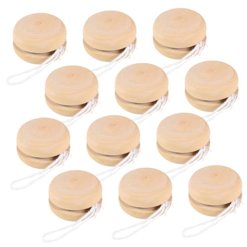 HONMEET 12 Stück Teiliges Holz Yo yo zum Bemalen für DIY Kreativspielzeug Hand Auge koordination und Fantasie Natürliche Holzkugeln als Dekoratives Bastelset für Ab Jahren von HONMEET