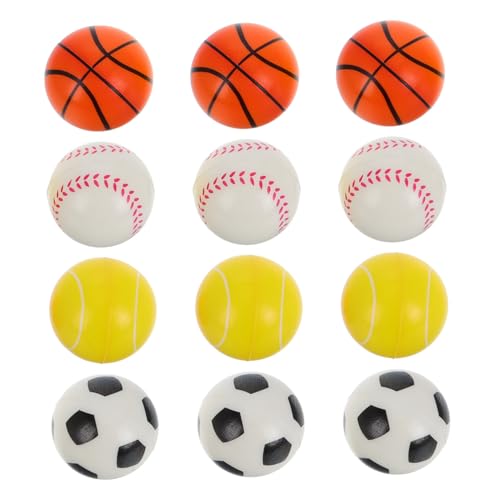 HONMEET 12 Stück Teiliges Mini Stressbälle aus Weichem Pu Schaum Vielfältige Sportmotive Basketball Baseball Tennis Fußball als Partygeschenk Greifbälle und Entspannungsbälle von HONMEET