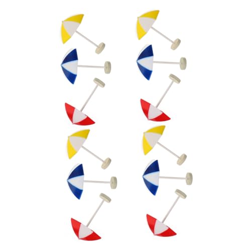 HONMEET 12 Stück Teiliges Miniatur Strand Sonnenschirm Bunte Micro Landschaftsdeko für Puppenhaus Leichte DIY Stranddekoration Stabile Sichere Mini Beach Umbrella von HONMEET