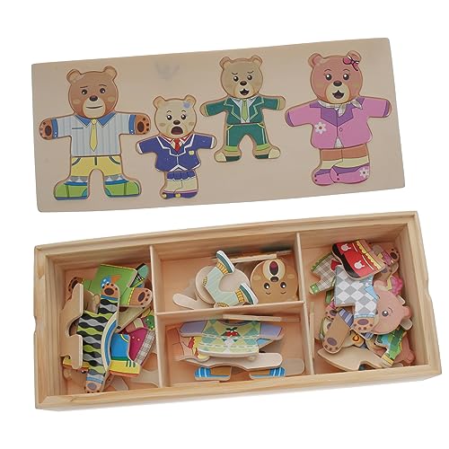 HONMEET 1Satz Holzpuzzle Für Tierwechsel Mit Kleidung Pädagogisches Puzzle Für Kreativität Und Hand Augen Koordination Für Jungen Und Jahren Langlebig Und Sicher von HONMEET