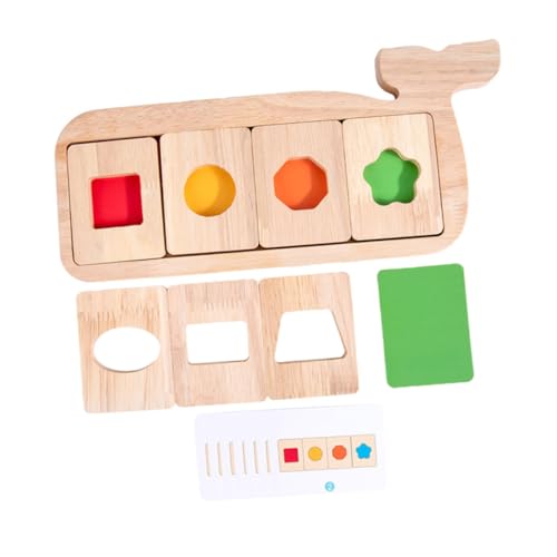 HONMEET 1Satz Walgeometrisches Puzzle Board aus Holz Pädagogisches Formenidentifikation für Jahren Verbessert Hand Augen Koordination und Kognitive Fähigkeiten von HONMEET