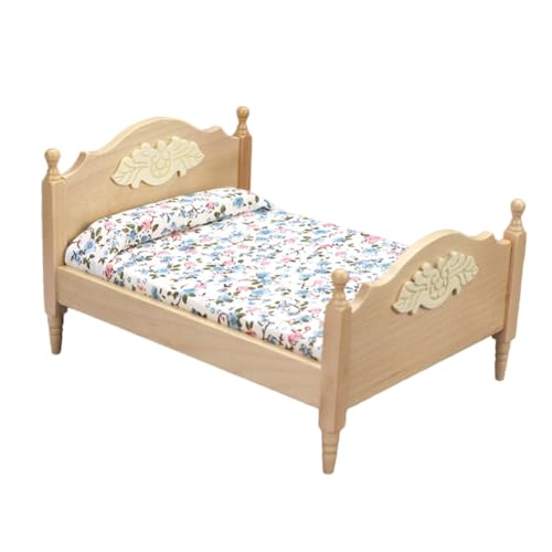 HONMEET 1Stück Mini Doppelbett Modell aus Holz Puppenhaus Möbel für Realistisches DIY Zubehör Kreativität und Rollenspielen für Miniaturszenen HONMEET 1Stück Mini Doppelbett Modell aus Holz Puppenhaus Möbel für Realistisches DIY Zubehör Kreativität und Rollenspielen für Miniaturszenen von HONMEET