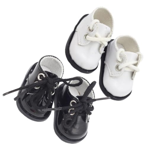 HONMEET 2 Paare Handgefertigte Puppenschuhe Kleine Lederschuhe für Baumwollpuppen Miniatur Zubehör für Basteln und Miniaturhäuser von HONMEET