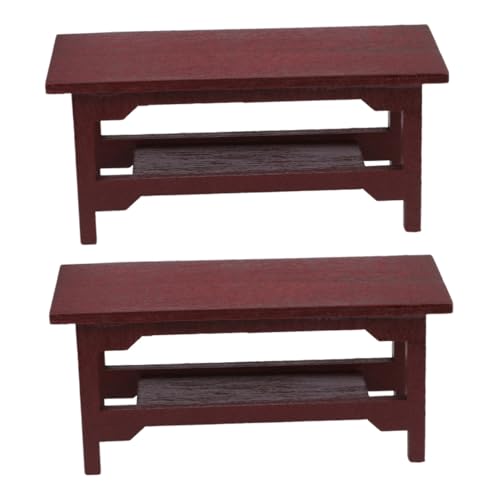 HONMEET 2 STÜCK Miniatur Holzschreibtisch Chinesisches Design Kreative Puppenhaus Möbel Langlebige Miniatur Holz Deko Inspirierendes Lernspielzeug für Sammler von HONMEET