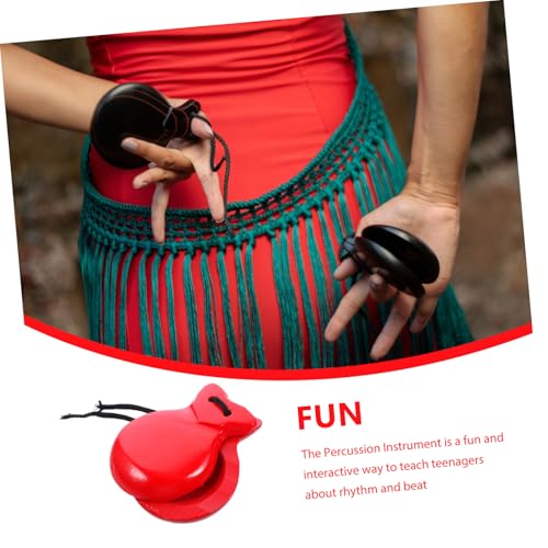 HONMEET 2 Stück Holz Kastagnetten Finger Percussion Instrumente für Jugendliche Kleine Leichte Kastagnetten zum Rhythmuslernen Musikspielzeug von HONMEET