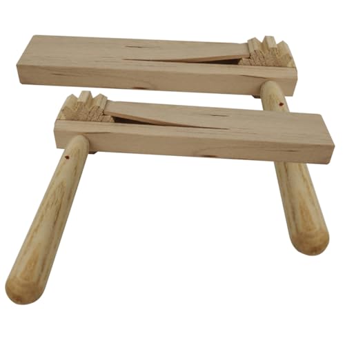 HONMEET 2 Stück Holz Ratsche Geräuschmacher Teiliges Drehbare Kastagnetten für Pädagogisches Musikspielzeug Rhythmus und Aufmerksamkeit Sicher und Langlebig von HONMEET