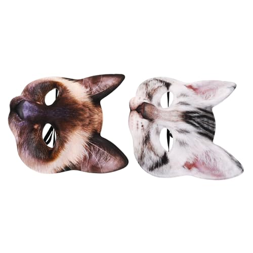 HONMEET 2 Stück Katzenmasken für Erwachsene Realistische Tiergesicht-masken mit Augenlöchern Cosplay und Maskenball Weiches Komfortables Material für Halloween Karneval Partys und HONMEET 2 Stück Katzenmasken für Erwachsene Realistische Tiergesicht-masken mit Augenlöchern Cosplay und Maskenball Weiches Komfortables Material für Halloween Karneval Partys und von HONMEET
