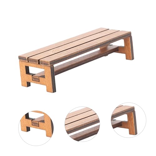 HONMEET 2 Stück Miniatur Holzbank Mini Haus Möbel Deko Prop aus Holz Realistische Miniatur Bank Robustes Retro Design für Puppenhaus Zubehör von HONMEET