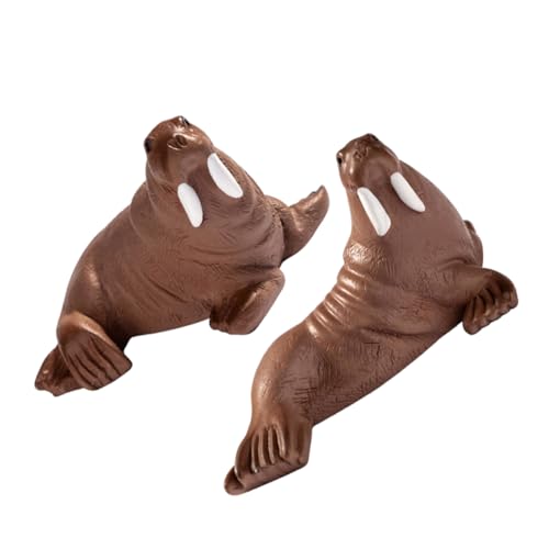 HONMEET 2 Stück Realistische Walross-Ornamente, Mini-Meerestier-Figuren Aus Kunstharz, Mini-walross-Figuren, Künstliches Miniatur-walross, Realistisches Mini-Fake-walross von HONMEET