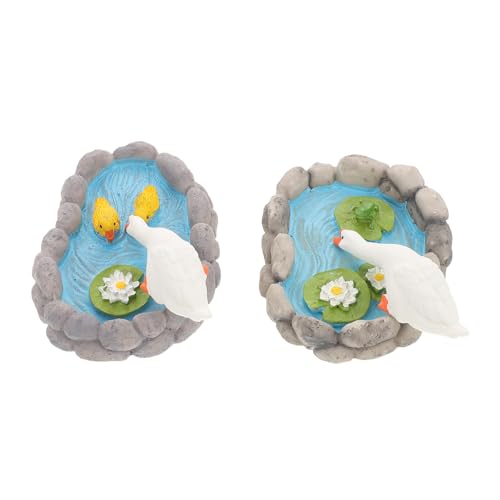 HONMEET 2 Stück Realistische Wasserfigur mit Gans und Lotusblume DIY Feengarten Ornament für Balkon Garten und HONMEET 2 Stück Realistische Wasserfigur mit Gans und Lotusblume DIY Feengarten Ornament für Balkon Garten und von HONMEET