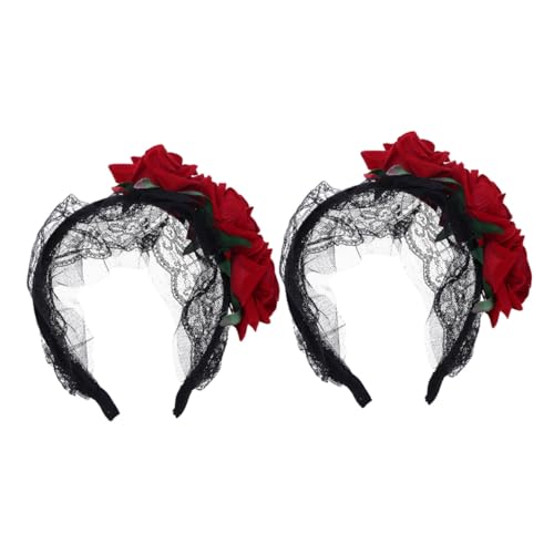 HONMEET 2 Stück Rotes Rosen-spitzenhaarband Vielseitiges Halloween-kostümzubehör Eleganter Kopfschmuck für Damen Party Fotoshooting-accessoire mit Künstlichen Rosenblüten HONMEET 2 Stück Rotes Rosen-spitzenhaarband Vielseitiges Halloween-kostümzubehör Eleganter Kopfschmuck für Damen Party Fotoshooting-accessoire mit Künstlichen Rosenblüten von HONMEET