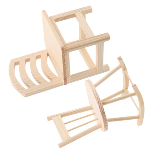 HONMEET 2 Stück Teiliges Mini Schaukelstuhl aus Holz DIY Kinderstuhl für Puppenhaus Dekoration Unbemalt zum Bemalen Fördert Kreativität und Feinmotorik bei Kindern von HONMEET