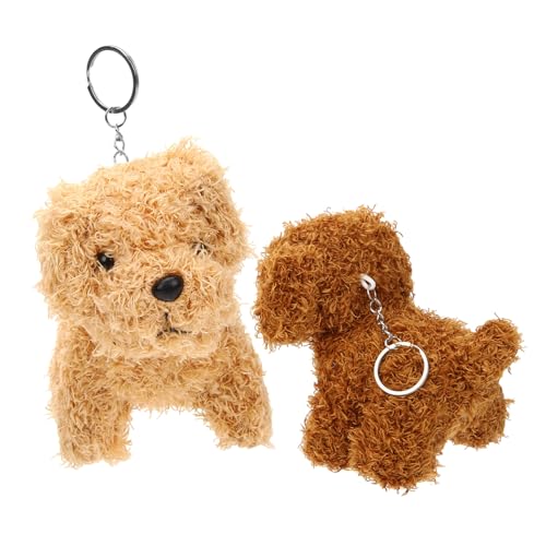 HONMEET 2 Stück Teiliges Plüsch Hundespielzeug Schlüsselanhänger Weiche Ausgestopfte Hundepuppe Anhänger Braun Niedliches Accessoire für Mädchen Taschen Dekoration Leicht Tragbar Geschenk von HONMEET