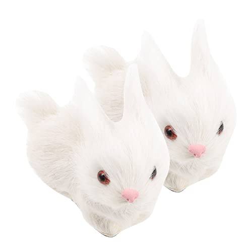 HONMEET 2 Stück Teiliges Realistische Plüsch Kaninchen Figuren Weiche Simulation Hasen Deko Kindgerechtes Kuschelspielzeug Detailgetreue Nachbildung als Kreative Wohnraumdekoration von HONMEET