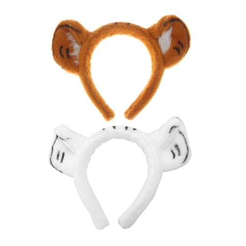 HONMEET 2 Stück Teiliges Tigerohren Haarreif Niedliches Cartoon Stirnband Dekoratives Cosplay Accessoire für Halloween Karneval Party Bühnenauftritte Geeignet für Erwachsene von HONMEET
