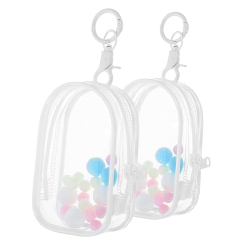 HONMEET 2 Stück Transparente PVC Aufbewahrungstasche mit Schlüsselanhänger Staubgeschütztes Display für Mini Figuren Vielseitige Sammelobjekt Tasche Leicht zu Reinigen zur Präsentation von HONMEET