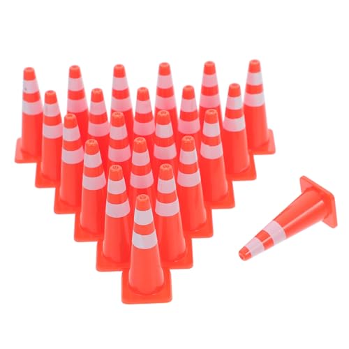 HONMEET 20 Stück Teiliges Mini Verkehrskegel Set aus Kunststoff Orange Realistische Straßen und Parksimulation für Fördert Kreativität Feinmotorik und Verkehrserziehung bei Baustellen und von HONMEET