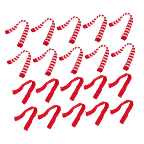HONMEET 20 Stück Teiliges Mini Wollschals für Puppen und Zarte Leichte Dekorationen mit Roten und Weißen Streifen für Basteln Partyzubehör und Kreative Miniatur Accessoires von HONMEET