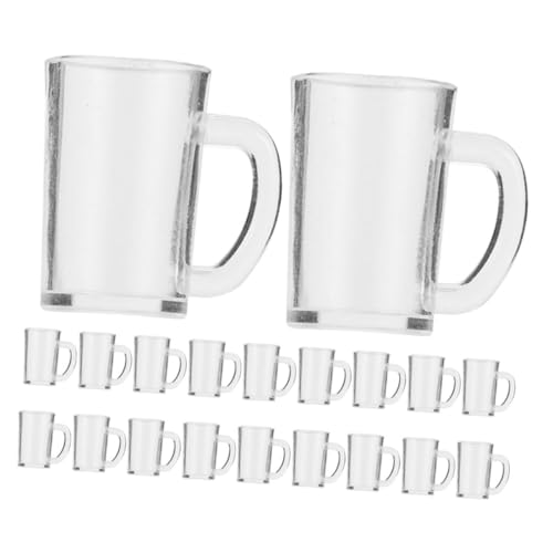 HONMEET 20 Stück Teiliges Miniatur Bierbecher aus Resin Realistische Puppenhaus Dekoration Transparente Mini Bierkrüge für Miniaturfotografie und DIY Bastelzubehör von HONMEET