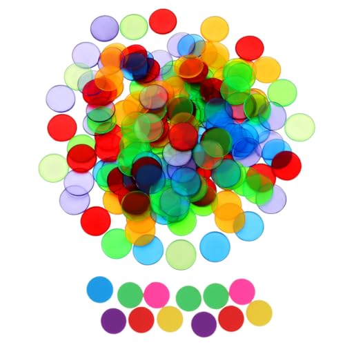 HONMEET 200 Stück Poker Chips aus Langlebigem Kunststoff Transparente und Bunte Spielsteine Vielseitig als Bingo Chips Zählchips und Belohnungsmarken für Spiele Lernen und Partygebrauch von HONMEET