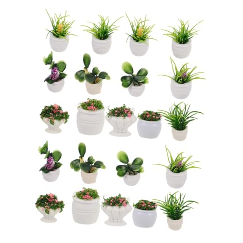 HONMEET 22 Stück Teiliges Mini Bonsai Landschaft Realistische Künstliche Miniaturpflanzen Vielseitige Simulation Blumentopf Figuren Puppenhausdekoration Pflegeleicht für DIY Wohnkultur von HONMEET