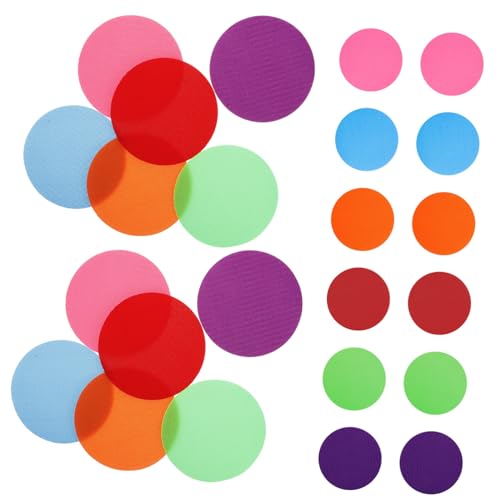 HONMEET 24 Stück Teiliges Bunte Teppichpunkte mit Haken Schlaufenverschluss Runde Bodenmarkierungen für Kindergarten und Vorschule Sitzplatzmarkierer Sitzhaltung und Motorischen von HONMEET